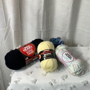 Red Heart Yarn Bundle - Black, Yellow, Multicolor